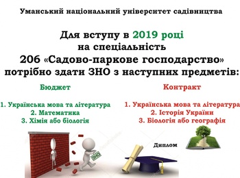 Вступ 2019. Спеціальність 206 